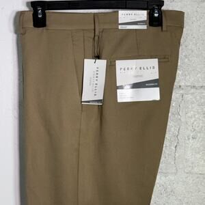 Perry Ellis Portfolio Men's Modern-Fit Twill Pants - elmwood 33x32 $95
